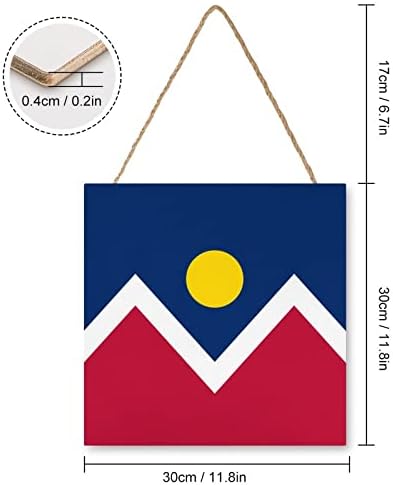 Знаме на Денвер Смешен дрвен знак со жица од плакета wallид што виси украси ознаки виси украс