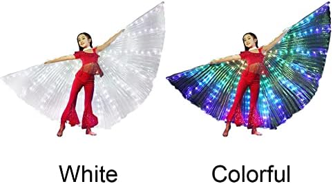 LED светла за LED светла за танцување на стомакот - Осветлете ги крилјата на Изис за дете, стомакот сјај ангел танцови крилја со телескопски