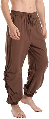 Пердонто машка памучна постелнина, еластична половината, обичен џогер јога панталони