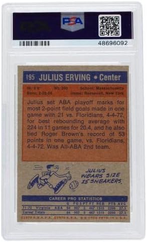 Јулиус Ервинг 1972 година Топпс 195 Squires Rookie Casketball Card PSA 8 - Непотпишани кошаркарски картички