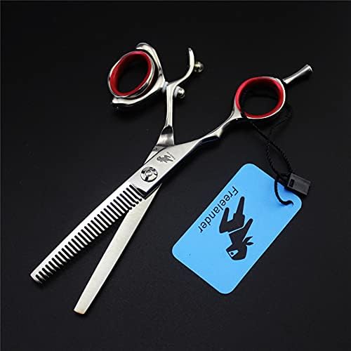 XJPB Лева рака за сечење на ножици за сечење на коса, сет за фризерски ножици, 5,5инч, ротирачка рачка, за бербер, салон, дом, мажи, жени