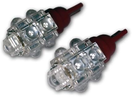 TuningPros LEDFSM-T10-R9 Предниот страничен маркер LED сијалички T10 клин, 9 флукс LED црвен 2-PC сет