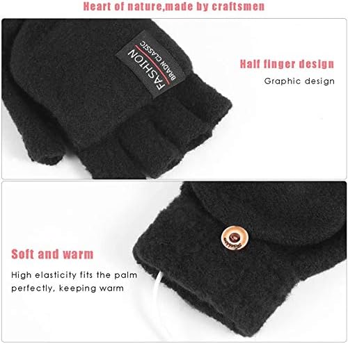 Мажите митираат топло полни и половина лаптоп жени зимски прсти плетени ракавици USB загреани нараквици жени нараквици