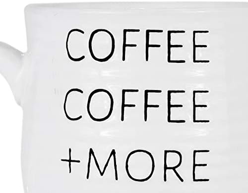 Амичи Дома „Кафе, кафе, повеќе кафе“ кригла, 20 унца голема кригла кафе, керамика, црни букви на бело кафе/чај од чај, микробранова