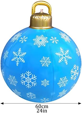 HHMEI Божиќни декори топка - 24 инчи за декорација топка на отворено Божиќно украсена топка за забава за хиристама затворено, отворено, двор,