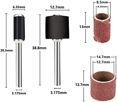 Нефлум 104 парчиња тапани за пескарење сет 80 ленти за пескарење со 6,35мм 12,7 мм пескава мандата за ротациони абразивни алатки