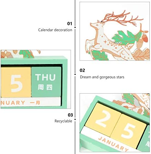 Galpada Planner Вуден постојан датум за биро за календари блокови десктоп коцка цртан филм број датум блок календар за деца за