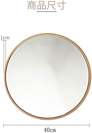 FXLYMR десктоп шминка огледало за убавина огледало од дрво, огледало на метална рамка, огледало поставено со тркалезен wallид за дневна