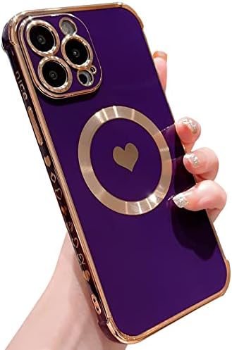 Haeuorey Магнетни Случај за iPhone 14 Pro Max, [ Компатибилен Со MagSafe ] Симпатична Љубов Срце Случај За Жени, Покрена Заштита На