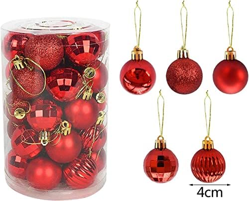 Декорација на Божиќни топки Амбајз, божиќни чамци, 34 парчиња/кутии пластични божиќни украси топки, болни од 4 см е новогодишно украси