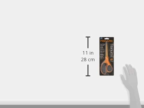 Fiskars 01-004244J Premier SoftGrip Титаниум директно возрасни ножици, 8 инчи, портокалова и 1541301001 не-стапчиња за меки на титаниум