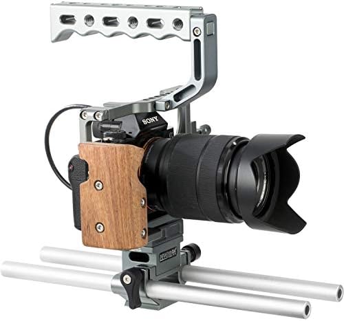 Sevenoak SK -A9C1 Pro алуминиумска камера кафез со горната рачка, монтирање на чевли и шипки од 15 мм - сопствено вклопување за Sony A7,
