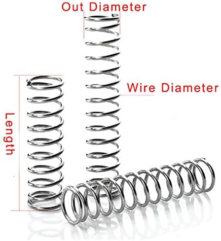 Хардвер пролетен притисок пролет 1 парчиња компресија од не'рѓосувачки челик Дијаметар на жица 2/2.2мм L: 60/70/80-100мм