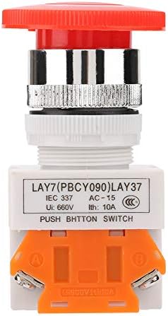 22мм монтирање дупка 5А 220V прекинувач за копче за итни случаи, прекинувач за копче за притискање, глава на печурки лежеше 37-11ZS индустрија