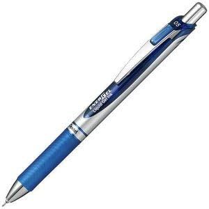 Pentel Energel Deluxe RTX повлечен течен гел пенкало, 0,5 мм, фино линија, врв на игла, сина сет на вредност со мастило од 3