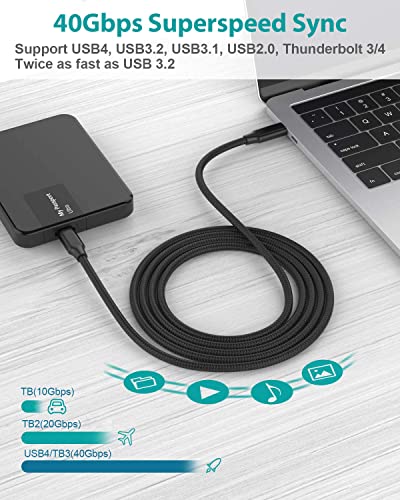 ELFESOUL USB 4 Кабел, USB C ДО USB C Кабел 5ft, 8k HD Дисплеј, 40 Gbps Пренос На Податоци, 240W USB C Кабел За Полнење За Thunderbolt
