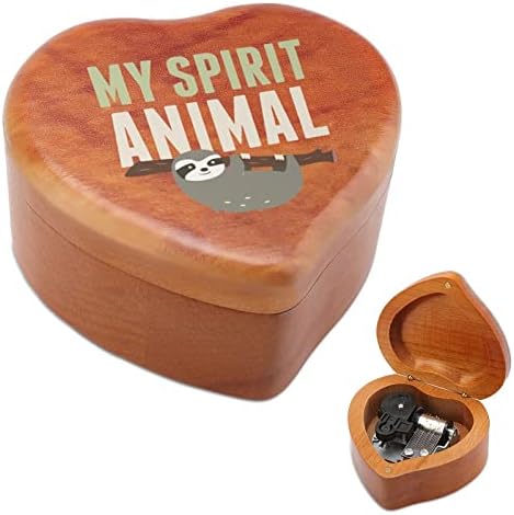 Мојот дух животински мрзливост гроздобер дрвена часовничка музичка кутија во облик на срцева кутија подароци за семејни пријатели на