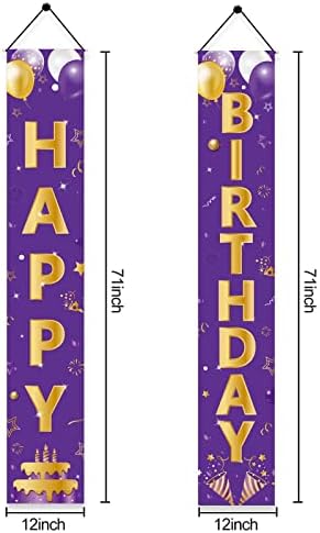 Виолетово Злато Среќен Роденден Врата Банер Украси, Среќен Роденден Трем Знак Партија Материјали За Девојки Жени, 16-ти 21-ви 30-ти 40-ти 50-ти