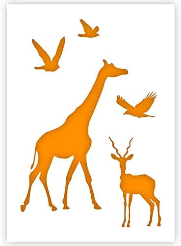 КБИКС Африкански Животни Матрица-Жирафа, Дивокоза, Птици-Големина А5-Еднократно, Детска Матрица ЗА Сликање, самостојно матрицирање,