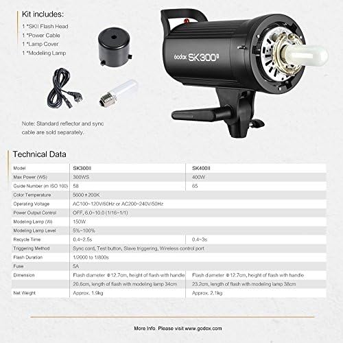 Godox SK400II 2pcs 800Ws Studio Strobe Flash Monolight Light, Вграден 2.4 G Безжичен X Систем, GN65 5600K AC100-120v/60Hz За Снимање Во Студио,