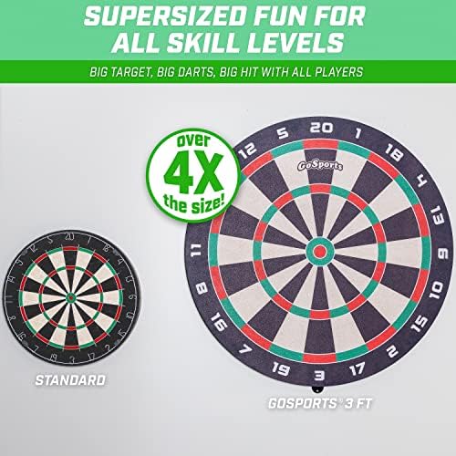 GoSports Giant Cork Dartboards - Вклучува 12 џиновски пикадо и табла со резултати - нов забавен пресврт на пикадо, изберете ја вашата големина