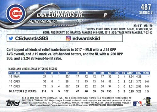 2018 Топс серија 2487 Карл Едвардс rуниор Чикаго Бејзбол картичка - GotBaseballCards