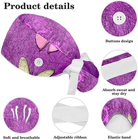 Работни капи со џемпер за мажи за мажи со виолетова пеперутка, прилагодливи на жени, работни капачиња, буфан капи и прстен за коса