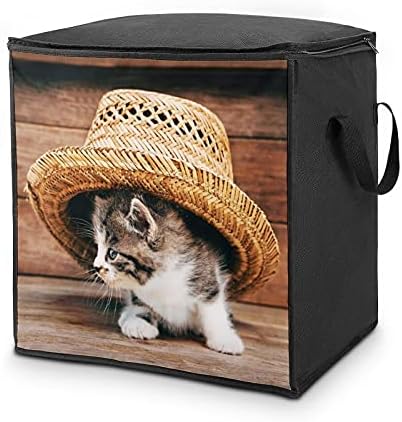 Мачка со капа, организатор за кутии за складирање на голема ватенка, кутија со патент на врвот за облека за облека за облека