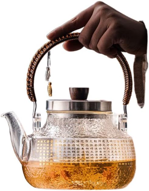 Јапонски стил на чекан стаклен чајник за пареа и готвење производител на чај од пареа со двојна намена 日式 锤纹 茶壶蒸 煮 两 用 蒸汽 喷淋式 茶器 茶器