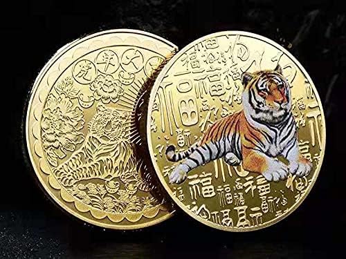 Благослов тигарки тигар Година Зодијак ретка колекционерска криптовалута Виртуелна валута злато-позлатена комеморативна монета заштитен