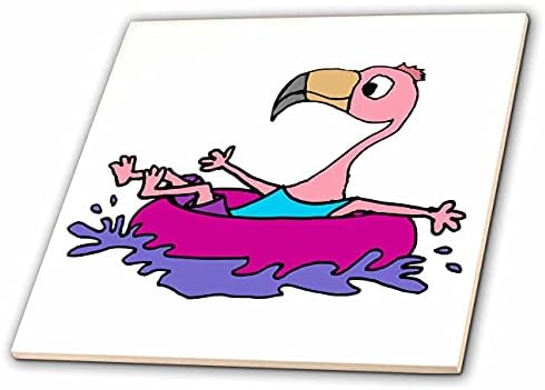 3дроза Смешна Розова Птица Фламинго Што Лебди по реката Во Природата На Внатрешната цевка-Плочки