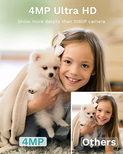 WUUK 4MP Внатрешна безбедносна камера и 32 GB мемориска картичка, тава за навалување за монитор за бебиња, Wi-Fi домашна безбедност ПЕТ