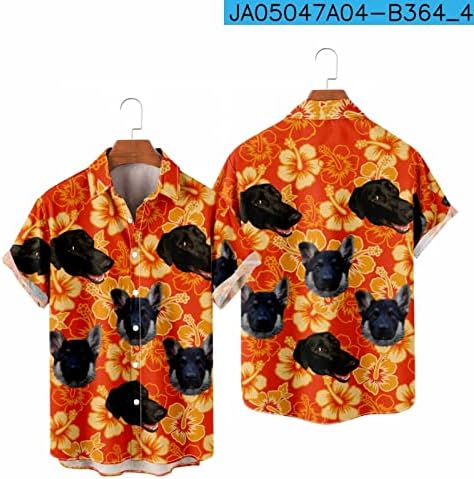 Менти печатени хавајски кошули со кратки ракави со кратки ракави надолу од кошули со плажа, мажјак мажите со каросек