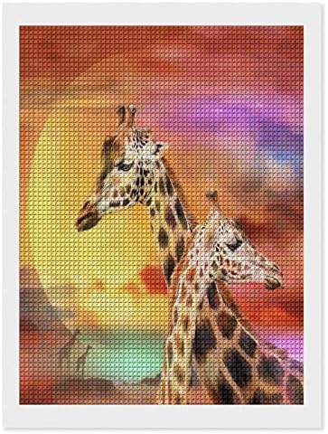 Шарена жирафа дијамантска сликарство комплет уметност слики DIY целосна вежба домашна додатоци за возрасни за домашен wallиден декор 12 x16