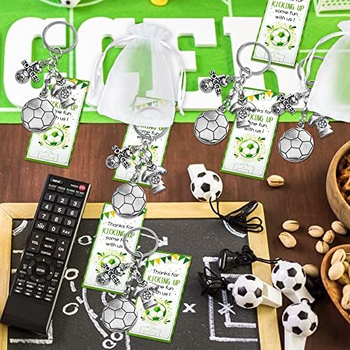 Фудбалска забава се залага со фудбалски клучеви за клучеви Органза торби благодарам Ознаки Фудбалски подароци за момчиња мажи Фудбалска роденденска