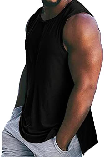 Машка тренингот стрингер резервоар врвови фитнес перформанси на мускулите без ракави кошули со цврста боја во салата за боди