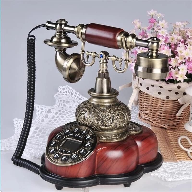Хукаи Антички кабел Телефонски смола Фиксна дигитална ретро телефонска копче бирање гроздобер декоративни ротациони телефони