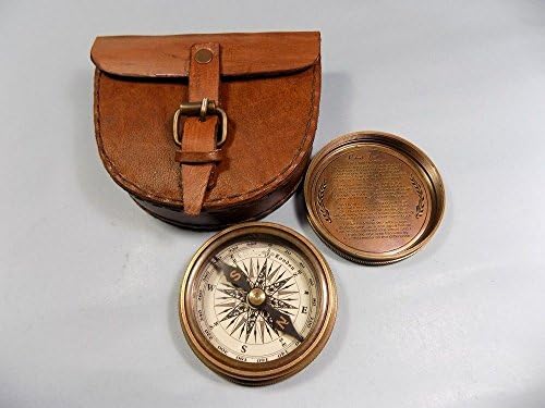 Автентичен збир во стил на гроздобер џеб компас со кожен случај рустикален гроздобер подарок за украси за дома