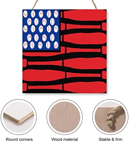 Американско бејзбол знаме дрво знак плакета правоаголник Смешно виси дрвена плакета wallидна уметност дома