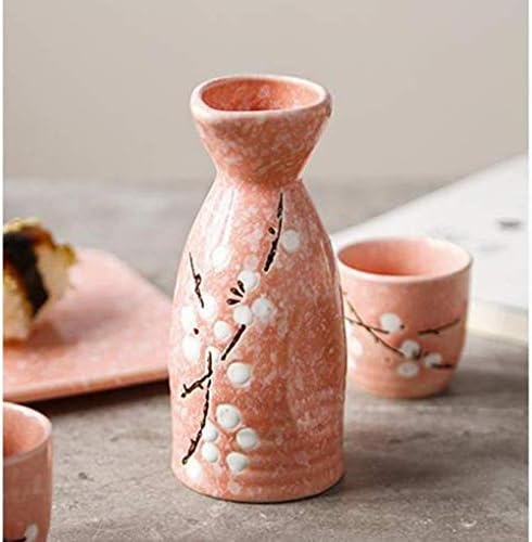 Wrtgerht Sake Set, јапонски саксиски тенџере сет, традиционална чаша за ракување, рачно насликан дизајн порцелански керамички