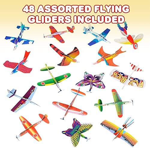 Артреит Асортиман на едриличар за пена за деца, сет од 48, лесни авиони со разни дизајни, индивидуално спакувани авиони, забавни