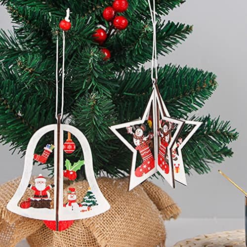 АБУФАН 4 парчиња Божиќни Обесени Орнаменти Дрво Ѕвезда Топка Ѕвонче Дрво Исечоци Ознака За Подароци Божиќно Дрво Приврзок Празнични Чорапи