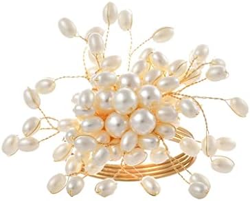 Xjjzs 12 парчиња/многу нови бели бисерни жици цветни салфетки прстен свадба празнична забава држач за салфетка таблета за украсување салфетка