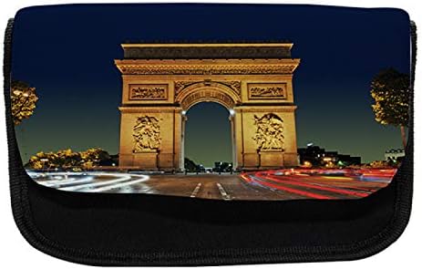 Необичен случај на молив во Париз, Туристички влез во туристички влез, торба со молив со ткаенини со двоен патент, 8,5 x 5,5, повеќебојни