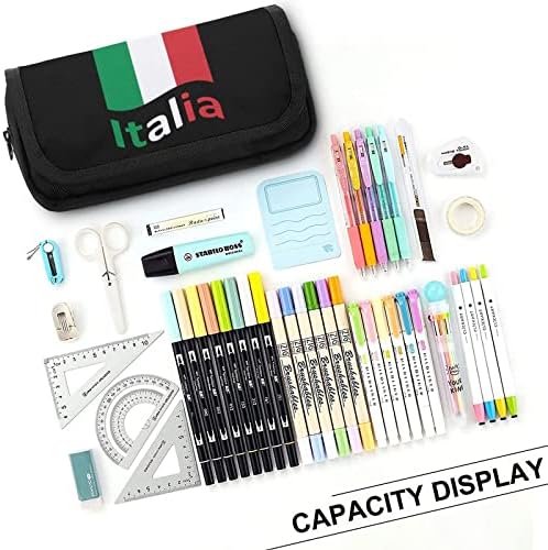 Италија Италија Италијанско знаме со молив со молив, Пенка за торбичка со рачно шминка организатор голем капацитет торба козметички