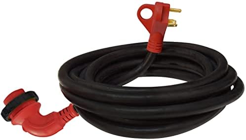 Valterra Mighty Cord® RV 50-AMP 90-степени кабел за напојување, кабел од 25 метри за RV, црвено