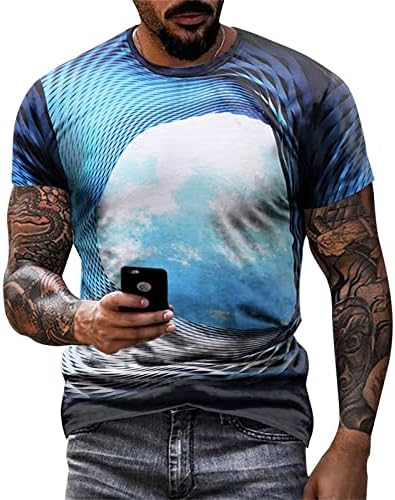 Ubst Mens 3D дигитални маици за печатење, лето кратки ракави улична модна маичка тенок вклопувачки случајни новини на екипажот