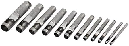Кожени ленти од кожен ремен метална метална тркалезна дупчачка дупка за дупчење шуплива дупка сет 12 во 1 (Correa de Cuero Metal Redondo Vástago