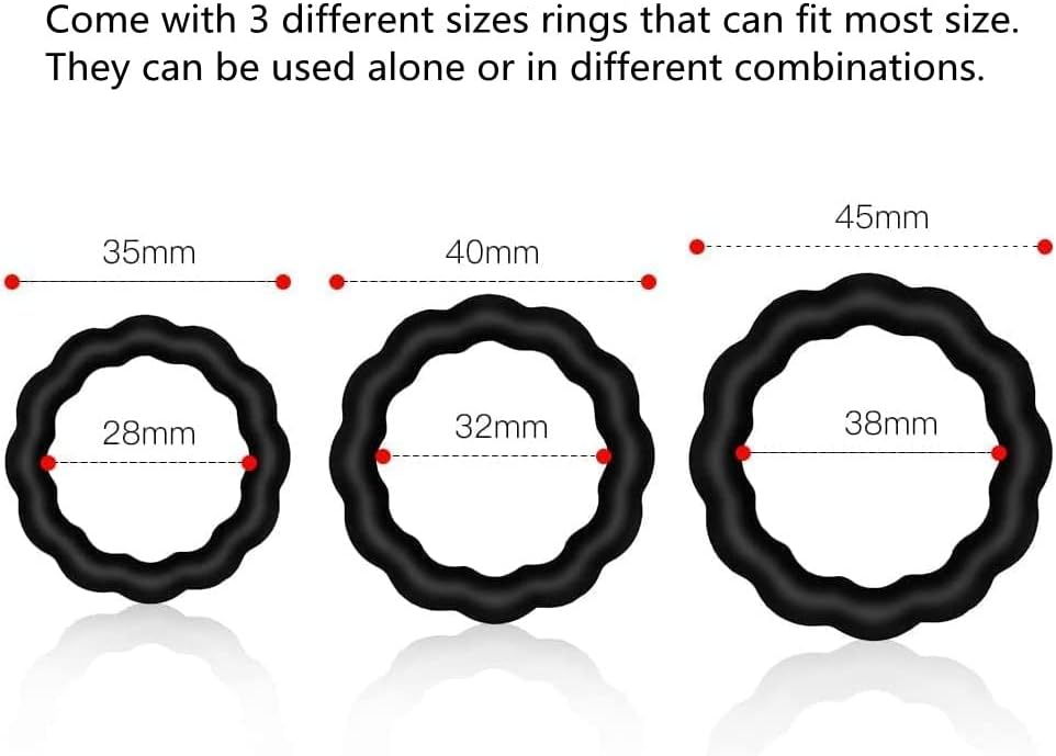 3 парчиња силиконски петел ringsвони за мажите ерекција - Ултра меки истегнати пениси прстени 3 големини Машки секс играчки