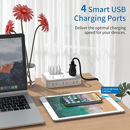 Патувачка лента за пакет со USB порти, NtonPower Desktop USB -лента за напојување, 5 -ти преносен кабел за продолжување со USB порти,